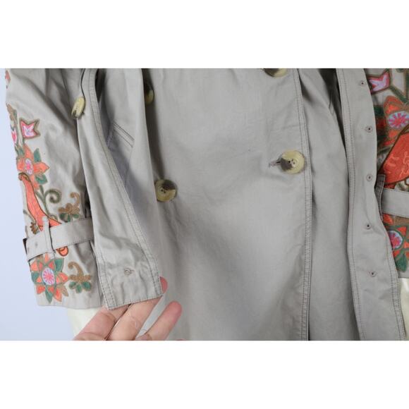 Calypso St Barth Floral Embroidered Trench Coat Boho Luxury Women’s Size M - Picture 16 of 16